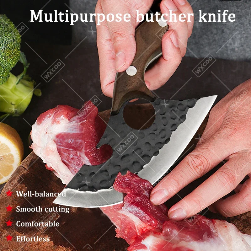 WXCOO Hand-Forged Butcher Knives Sharp BBQ Kitchen Chef Knife Multipurpose Bottle Opener Forged Utility Knife Fruit Cutter - view 2