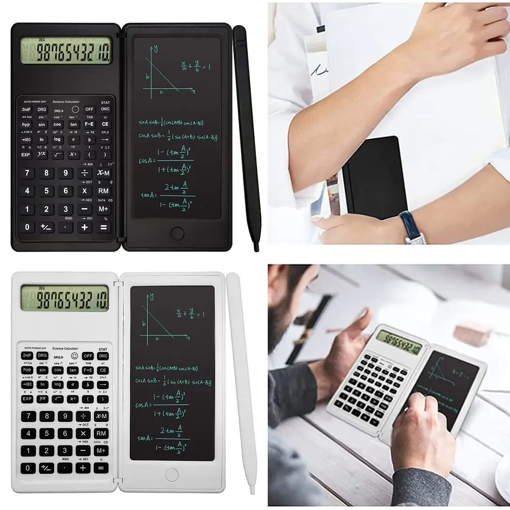 Digital Drawing Pad Foldable Desk Scientific Calculators Large Display with an Erasable Writing Tablet 10-Digit Digital