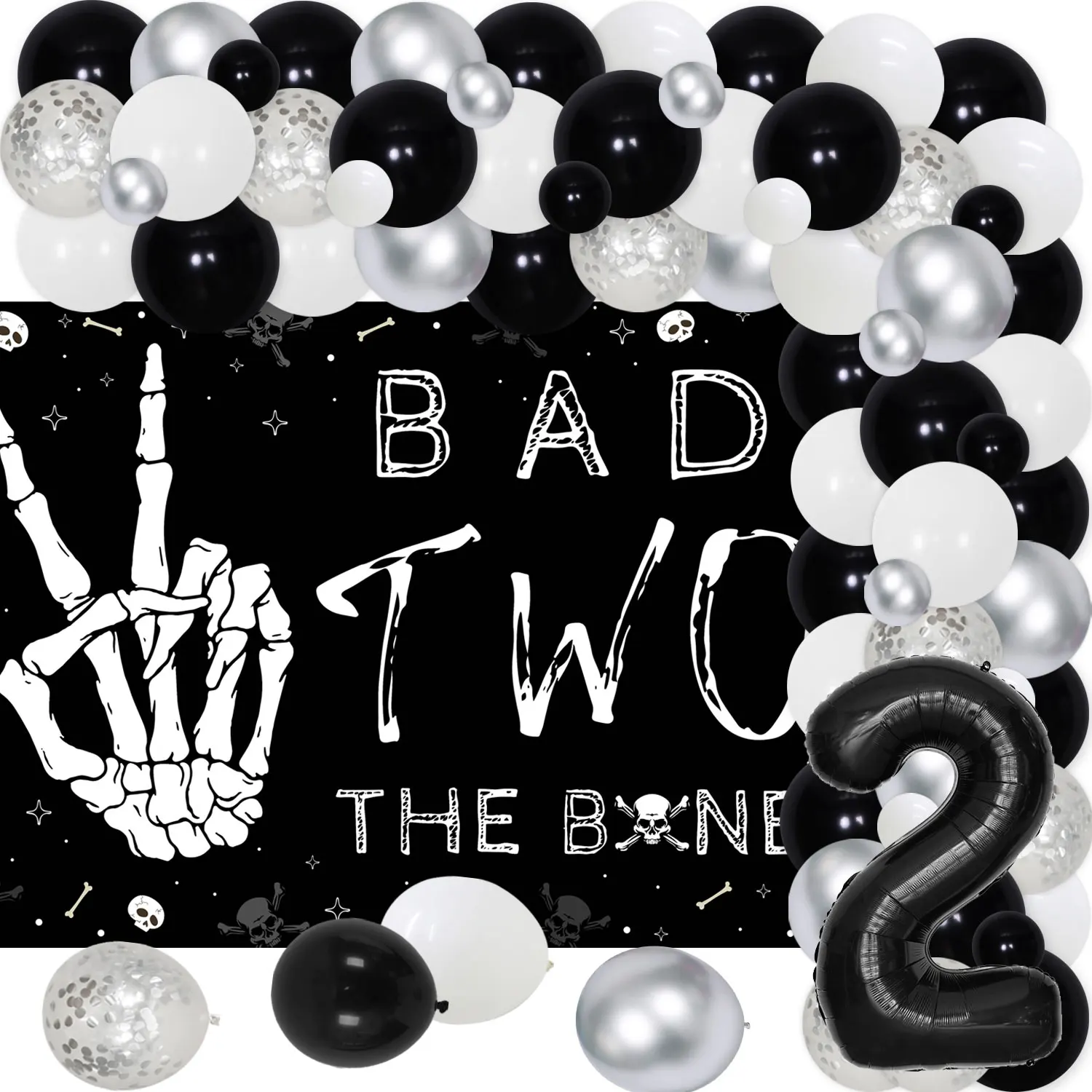 

Bad 2 The Bone 2nd Birthday Party Decor, Balloon Garland Arch Kit, Rock N Roll Music, 90s Second Birthday Party Decor for Boys