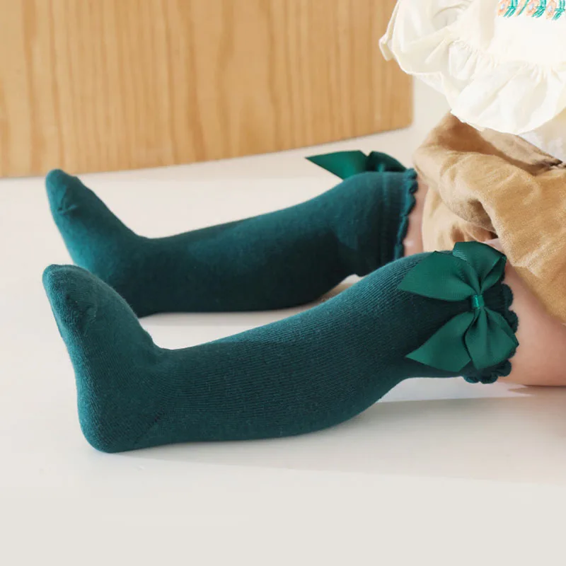 1 Paar Kniestrümpfe für Mädchen mit Schleife, bequem, für alle Jahreszeiten, lange Socken für Babys, Kleinkinder, Prinzessinnentanz, Kinder – Detail 7