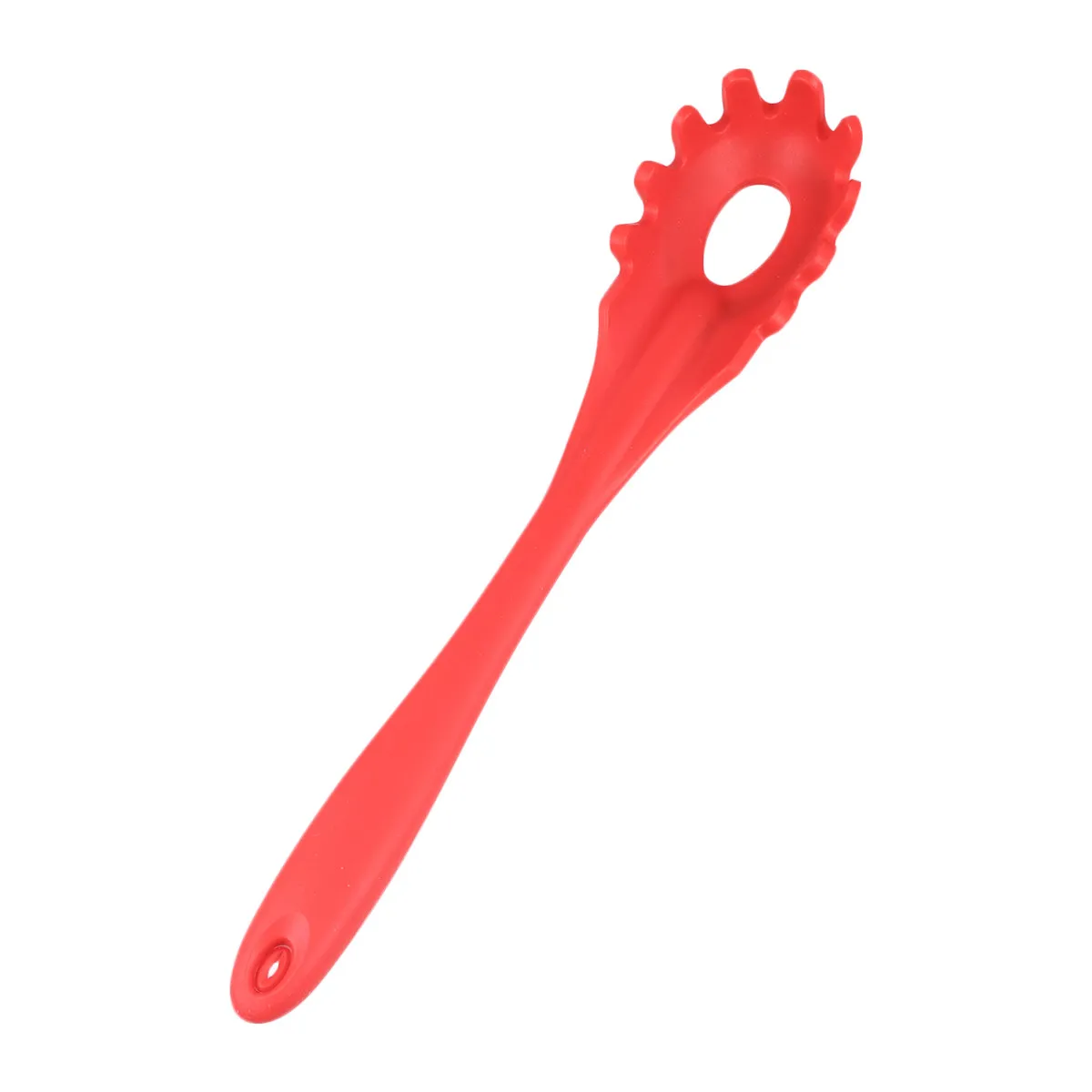 Food Grade Silicone Spaghetti Spoon with Hanging Hole – Red Kitchen Cooking Tool for Home, Catering & Picnics