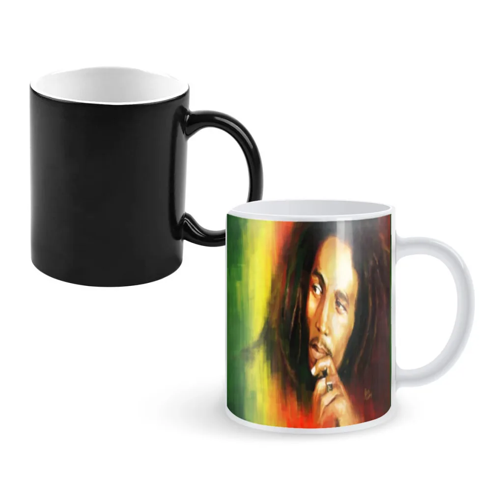 Rusty Bob Marley Metal Singer Creative Change-ceramic Mug Heat Revealing Coffee Cup Breakfast Cup Mug Friends Gift