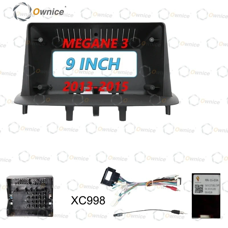 Ownice - Marco de Radio para Coche de 9 Pulgadas para RENAULT Megane 3 2 2008-2014 FLUENCE, Panel de Montaje para CD/DVD, Kit de Instalación con Cable