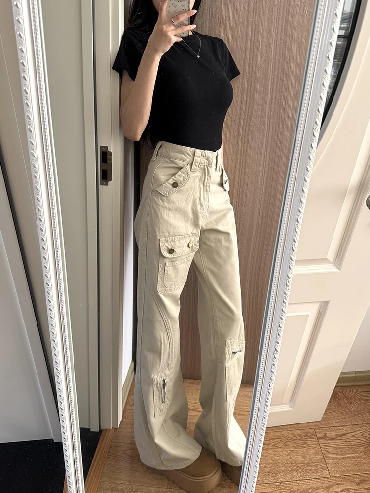 Vintage American Retro Goth Pants Y2K Trousers Punk High Waisted Casual Streetwear Harajuku Subculture Style Autumn Fashion