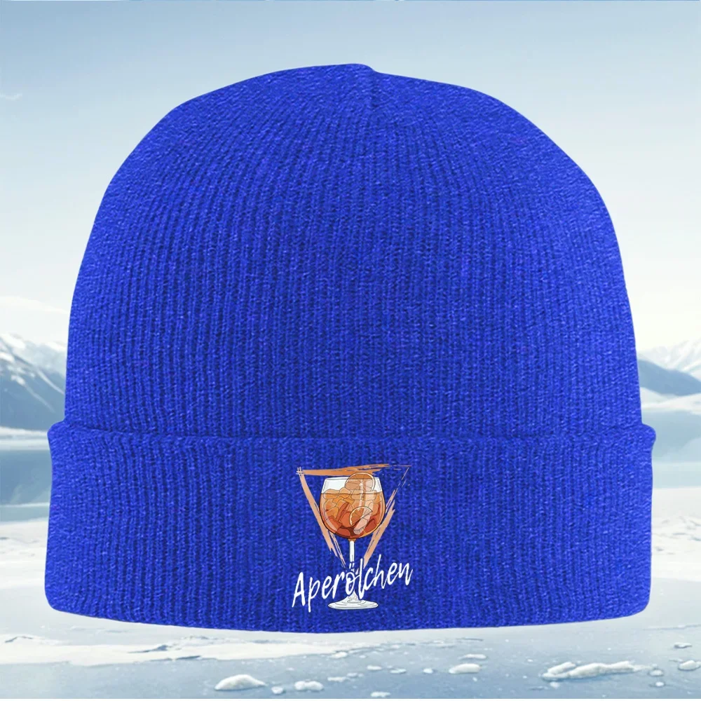 New Cocktail drink,orange slices,ice cubes Men Women Unisex Knitted Hat Beanie Pullover Cap Winter Thermal Warm Christmas Outdoo view 6