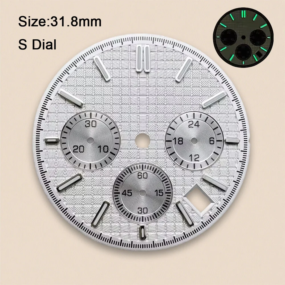 31.8mm S Logo Dial Suitable For VK63 Quartz Movement Green Luminous Oak Dial Watch Modification Accessories - view 4