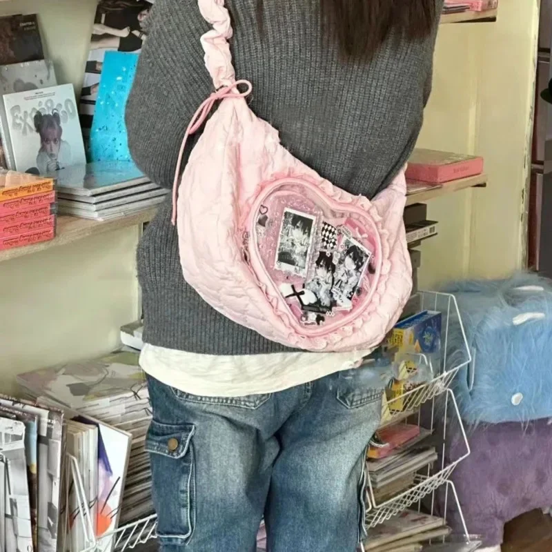 Transparent Pain Bag 2024 New Girl Cartoon Love Shoulder Bag Shopping Versatile Large Capacity Doll Crossbody Bag Shoulder Bag