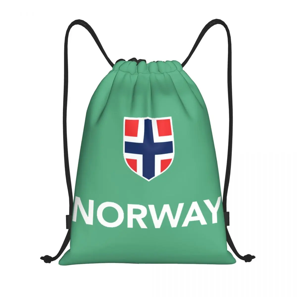 Custom Norway Flag Drawstring Backpack Women Men Sport Gym Sackpack Foldable Norwegian Flag Shopping Bag Sack