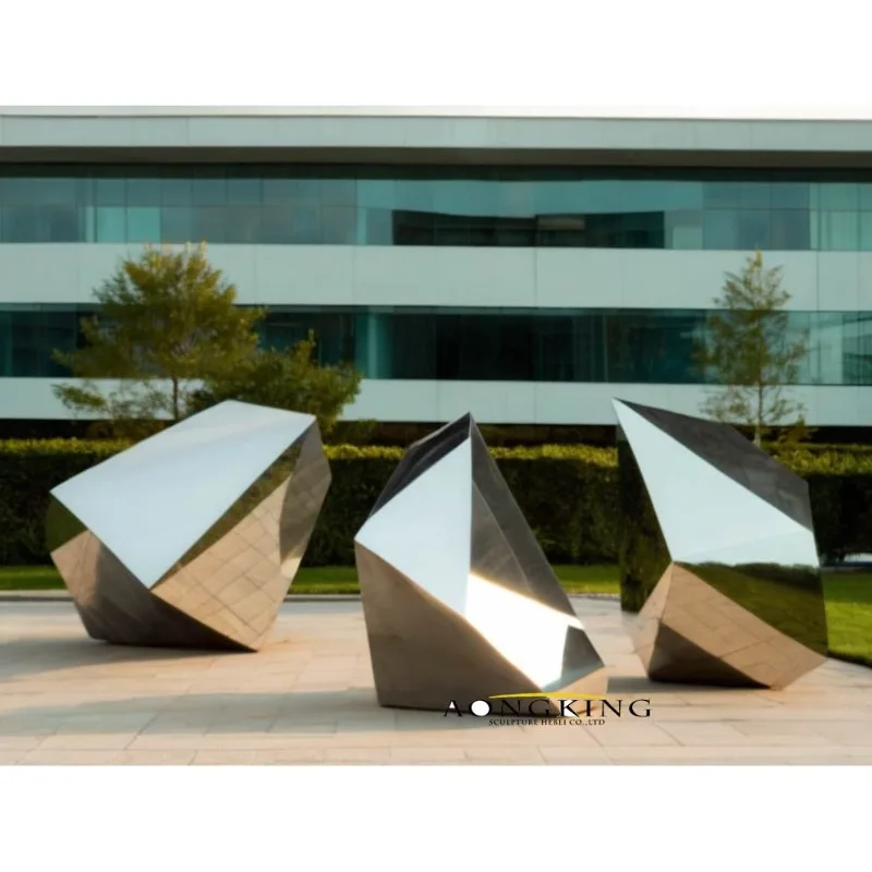 Fashion Art Metal Abstract Geometric Mirror Stone Metal Crafts