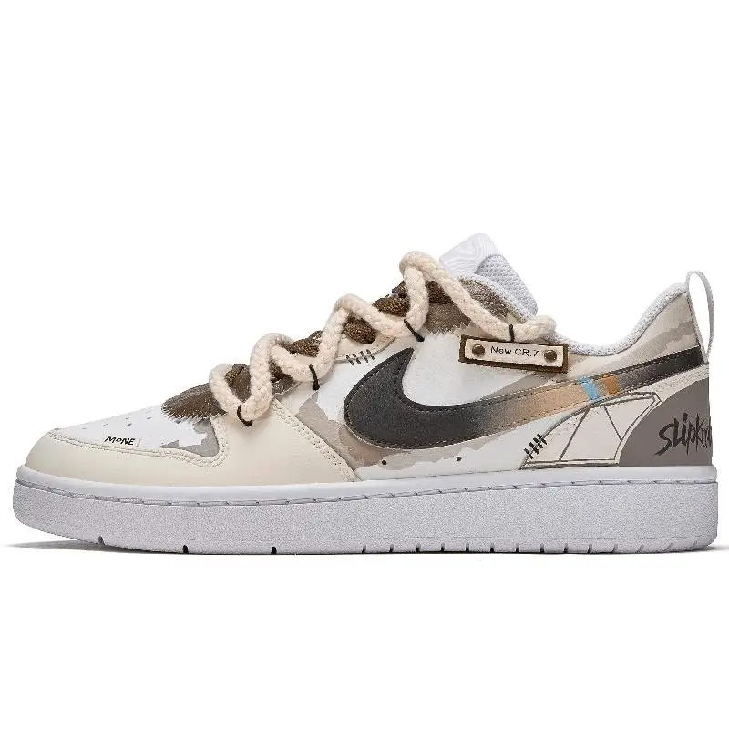 

[На заказ The Wind Street, наполненная зыбучим песком] Женские туфли для скейтборда Nike Court Vision 1, белые с низким берцем