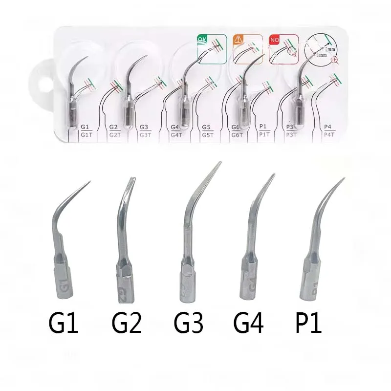 5pcs Dental Scaler Tip Fit For EMS/WOODPECKER Ultrasonic Scaler Handpiece Dental Ultrasonic Scaling Tips G1 G2 G3 G4 P1