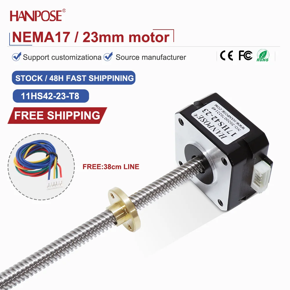 Screw Precision Stepper Motor Can Be Customized Model 17HS4223-T8, Current 0.8A, Automation Equipment Printer