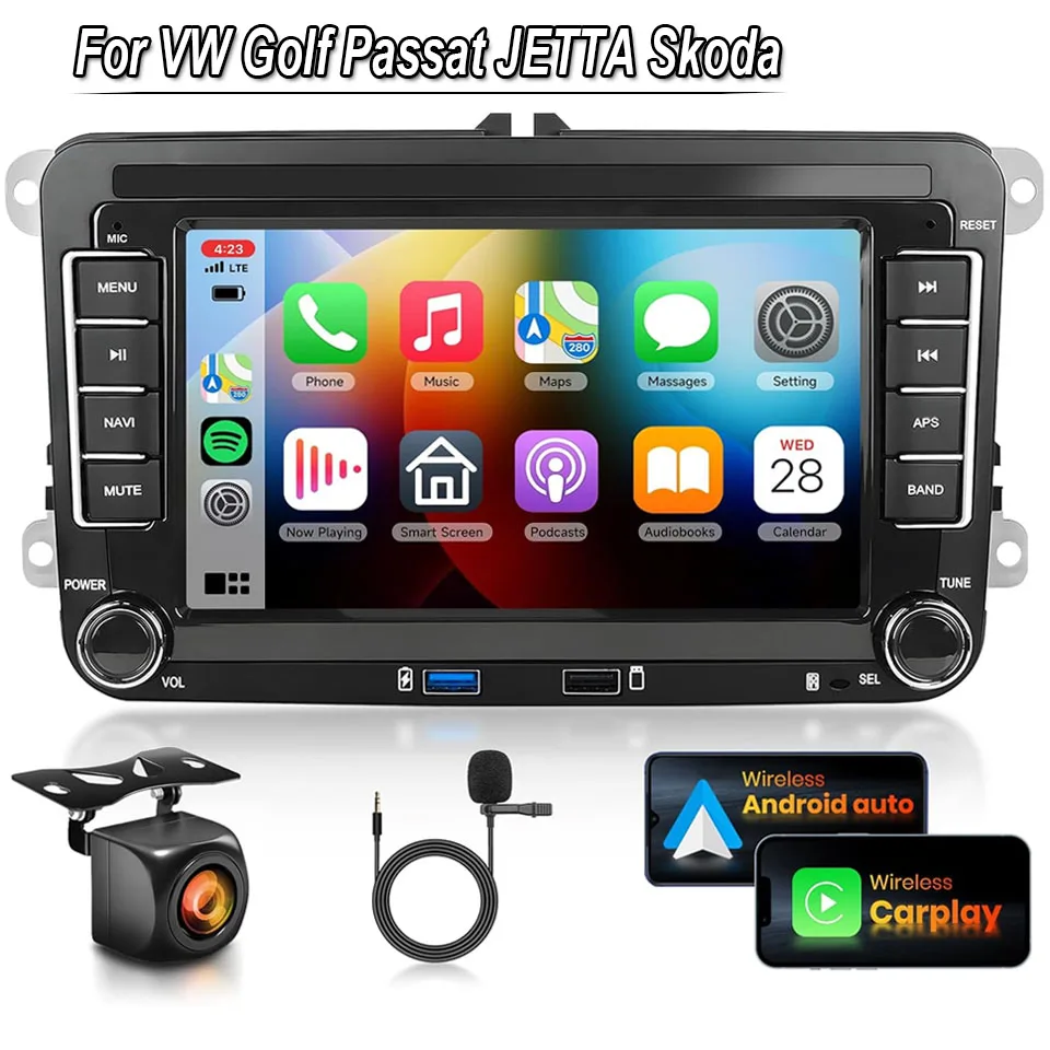 2Din Car Radio Android for Volkswagen Golf 5 6 Polo Passat B6 B7 CC Skoda Jetta Universal Multimedia Carplay Wifi GPS Navigation