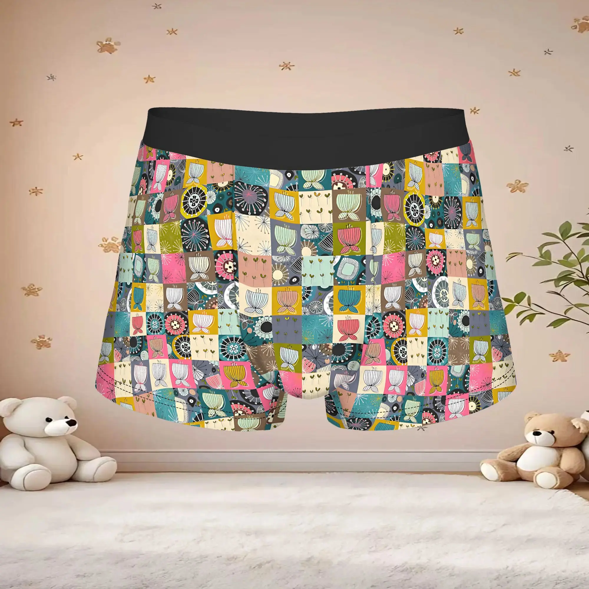 1pc Popular Blooms Patchwork boxers  Personalized Panties Men's Underwear Ventilate Shorts Boxer Briefs