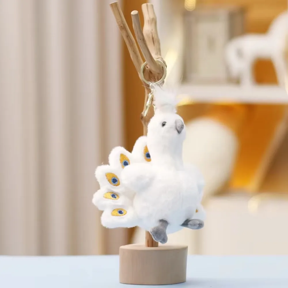 PP Cotton Peacock Keychain Fluffy Collection Peacock Key Ring Cartoon Comfortable Stuffed Animal Bag Pendant Boys and Girls