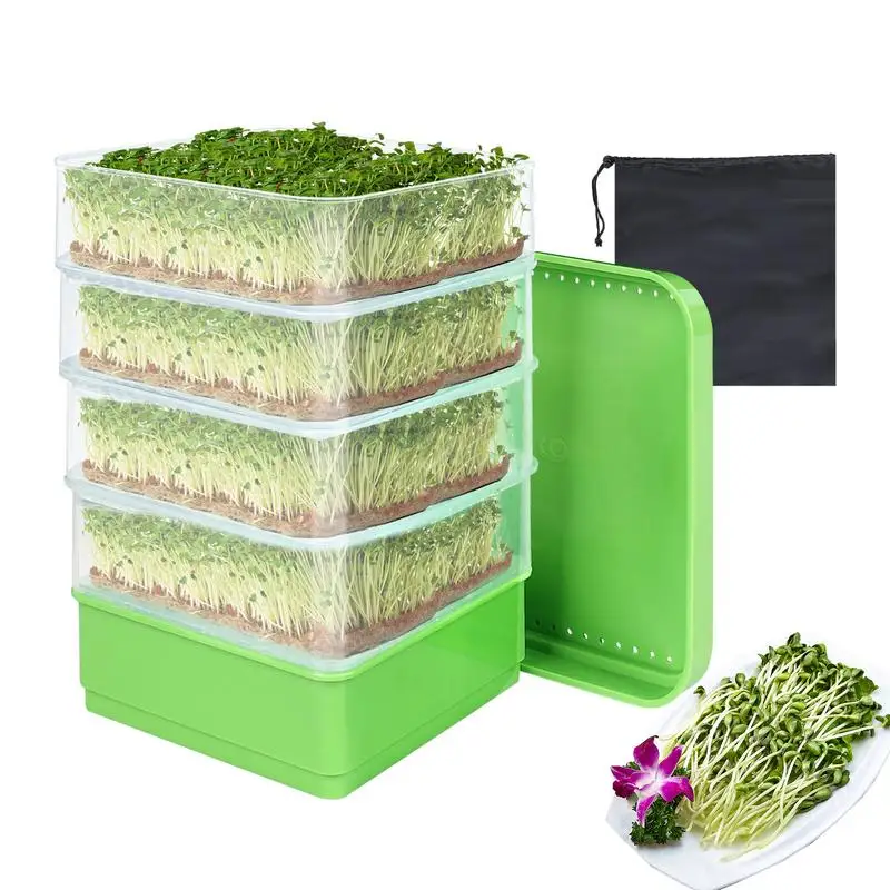 Sprouting Tray Pea Mung Bean Wheat Hydroponic Sprout Plate Seedling Sprouter Cat Grass Soilless Stacked Planting Tray For Home