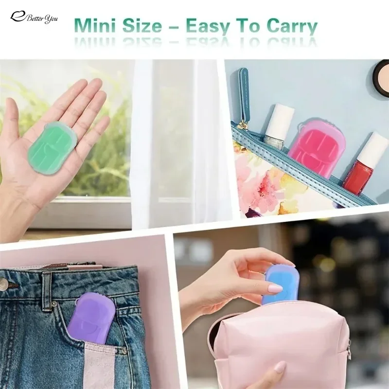 1 Mini Box Soap Paper Sheets Portable Disposable Travel Scented Bath Slice Sheet Foaming Paper Soap Confetti Body Cleansers