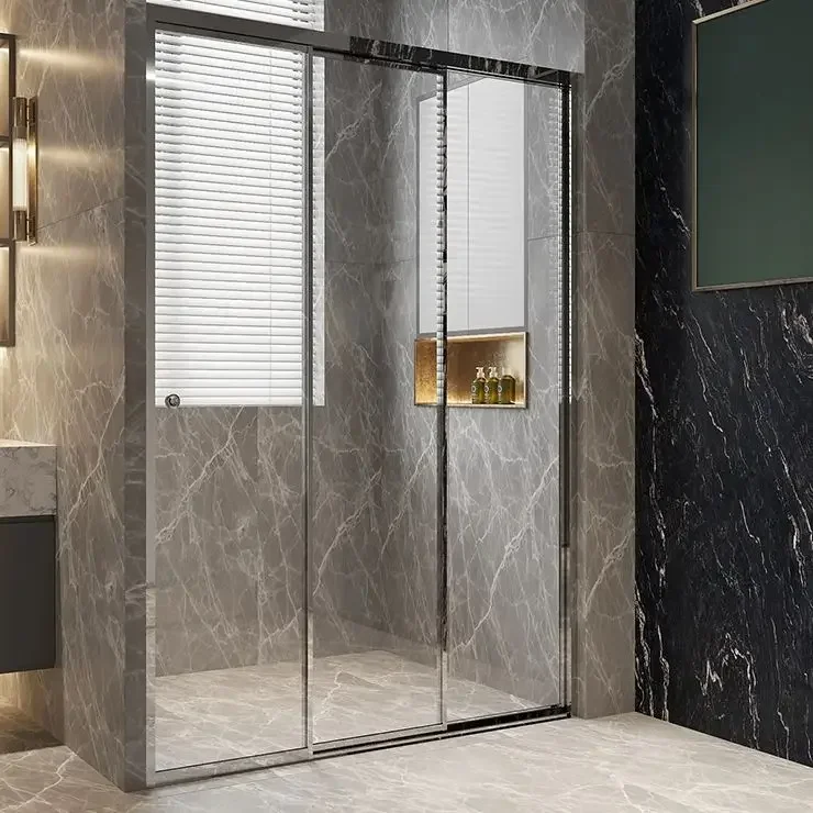 Triple Sliding Shower Door, Glass Wall Partition, Bathroom Partition, Home and Hotel Use, Hot Sale