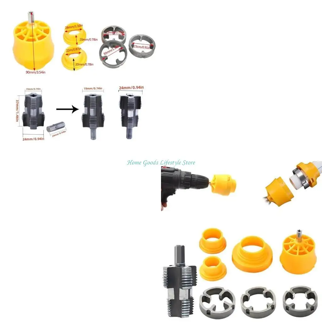 

E74E Профессиональный инструмент для изготовления резьбы из ПВХ для электрической дрели включает в себя 3 размера матрицы для и