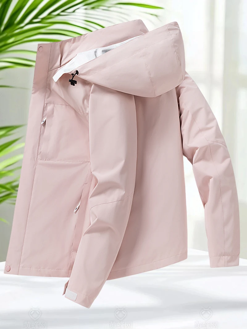 سترة مضادة للماء للرجال مع غطاء محرك السيارة مبطن بشبكة قابلة للتنفس لربيع الخريف للرجال والنساء بلون سادة معاطف للتخييم والمشي لمسافات طويلة خفيفة الوزن #2