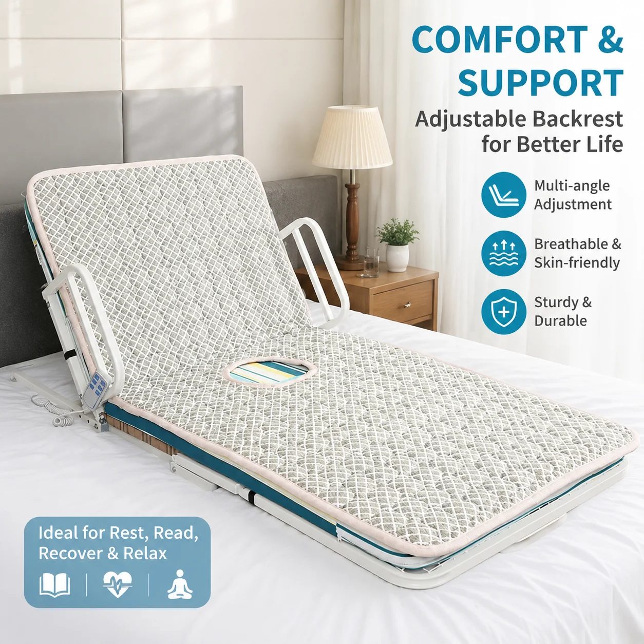 Medical Support Mattress with Toilet Opening, Turning Aid Pad for Bedridden Patients, Breathable Cotton Nursing Mat