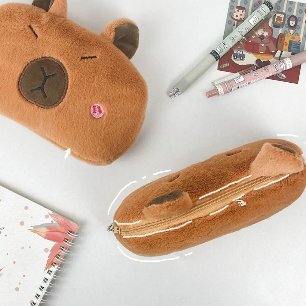 

Guinea Pig Capybara Plush Pen Bag Large Capacity Plush Doll Capybara Plush Pencil Case Stuffed Cute Guinea Pig Pen Pouch School