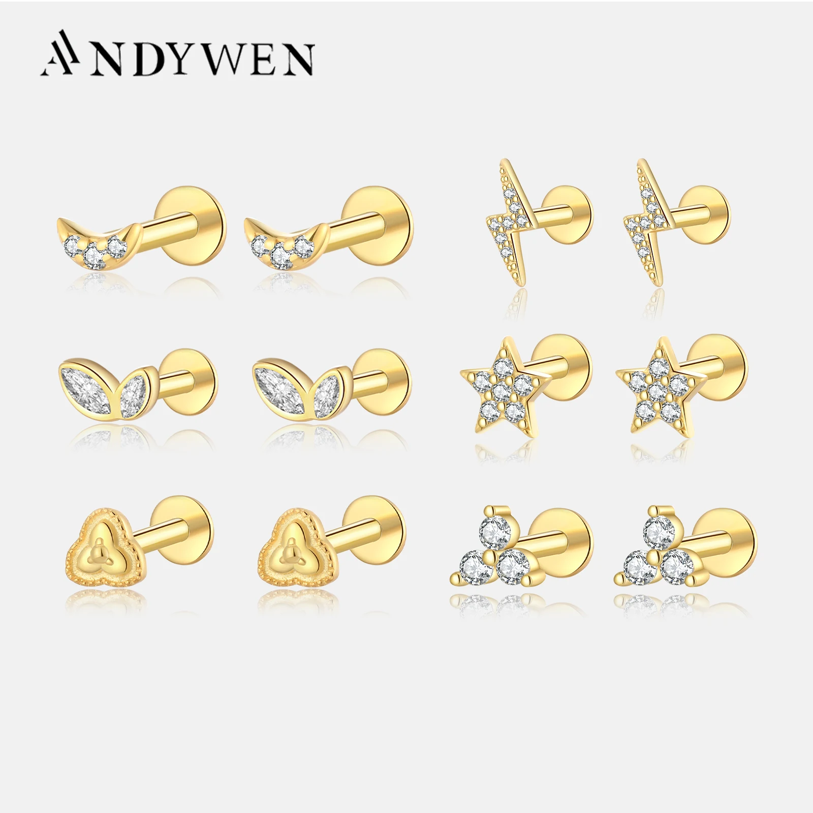 

Серьги-гвоздики ANDYWEN, искусственное серебро, 6 мм