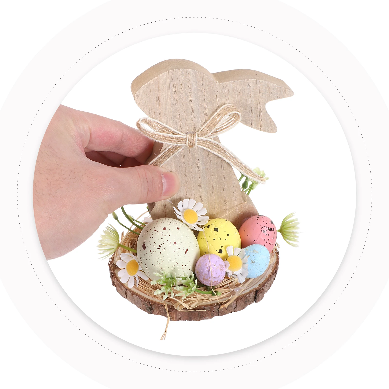 

Easter Decorations Wooden Bunny Tabletop Centerpiece For Farmhouse Spring Home Party Rustic Rabbit With Eggs Flowers