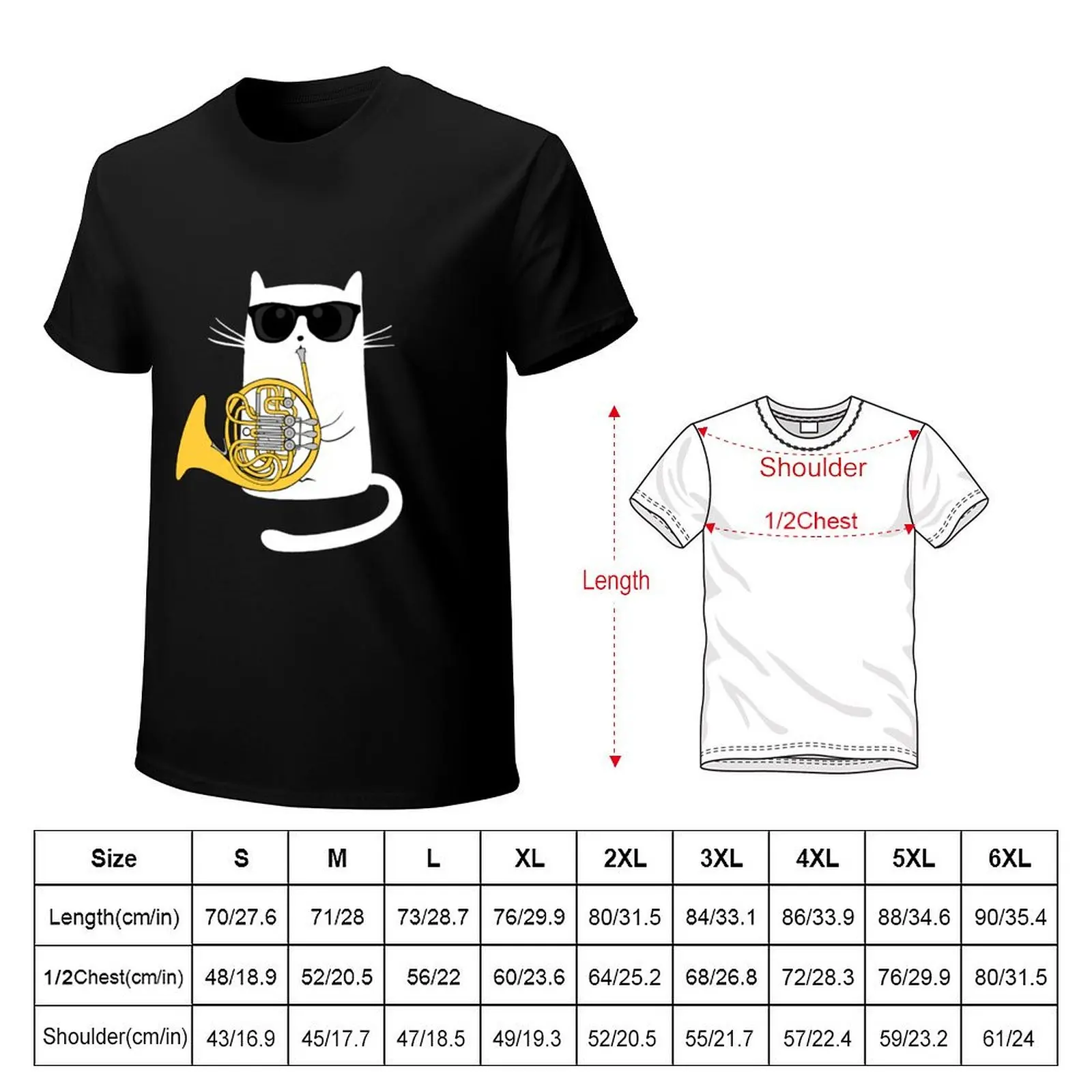 Jazz Cat Playing French Horn - Cool Smooth T-Shirt T-Shirt sweat kawaii clothes funnys big and tall t shirts for men