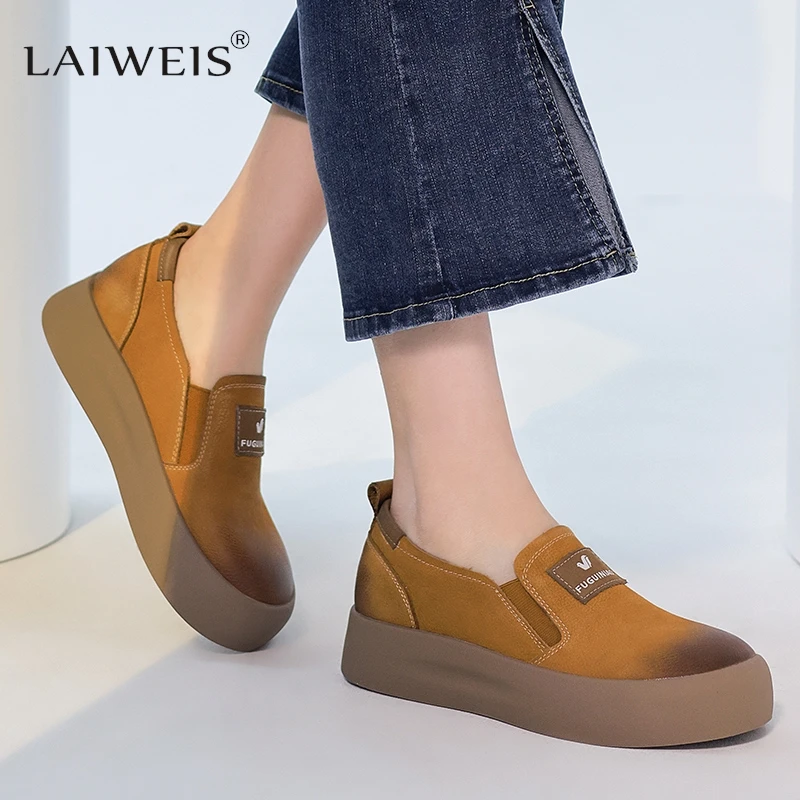 

2024 Handmade Slip On Loafers Women Flat Shoes Literary Style Genuine Cow Leather Low Top Comfort Soft Casual Shoes Brand