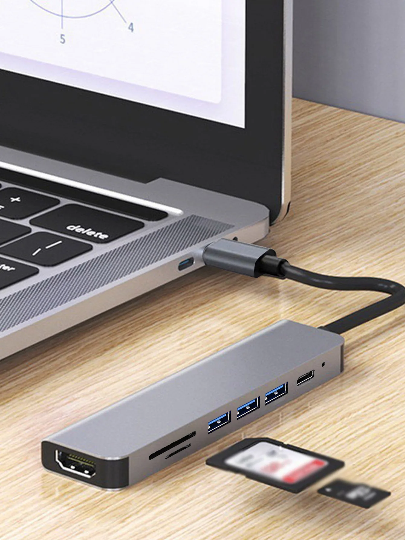Cross-border 7-in-1 USB Hub with Type-C Interface, Multi-port USB Expansion Dock, Multi-functional USB Hub