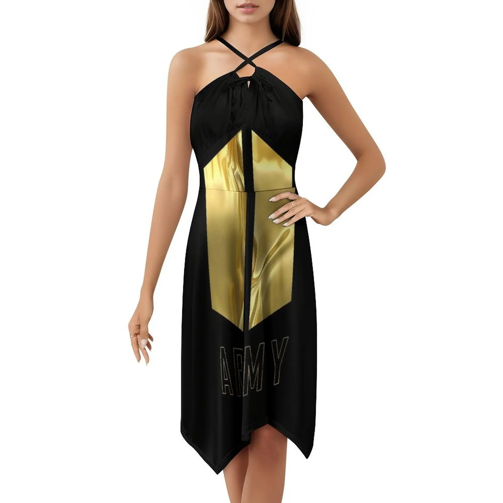 شعار الجيش (الذهب السائل) | ك-بوب | فستان Rm J-Hope V Jin الكلاسيكي البوهيمي بأكمام منتفخة أو خيارات بلا أكمام لفستان النساء #5