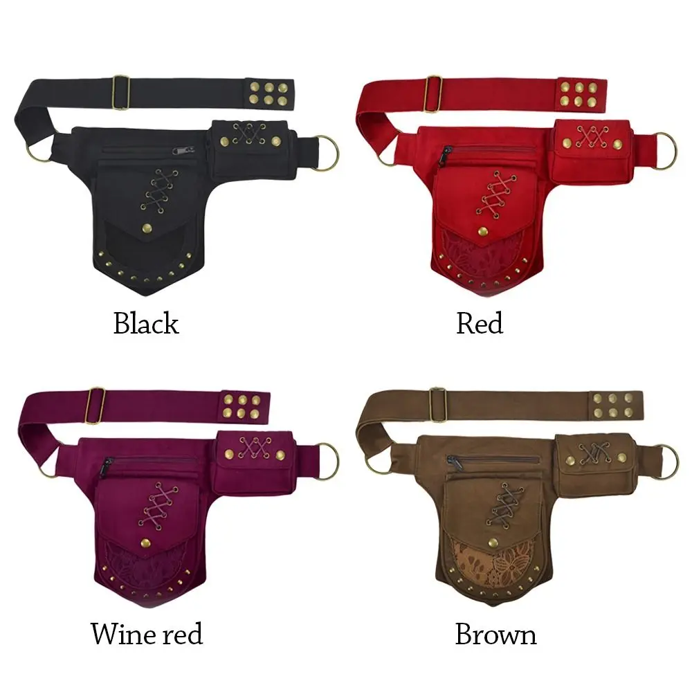 Хлопковый пояс в стиле панк, поясная сумка с регулируемым ремнем, винтажная поясная сумка, дорожная многофункциональная спортивная сумка для улицы