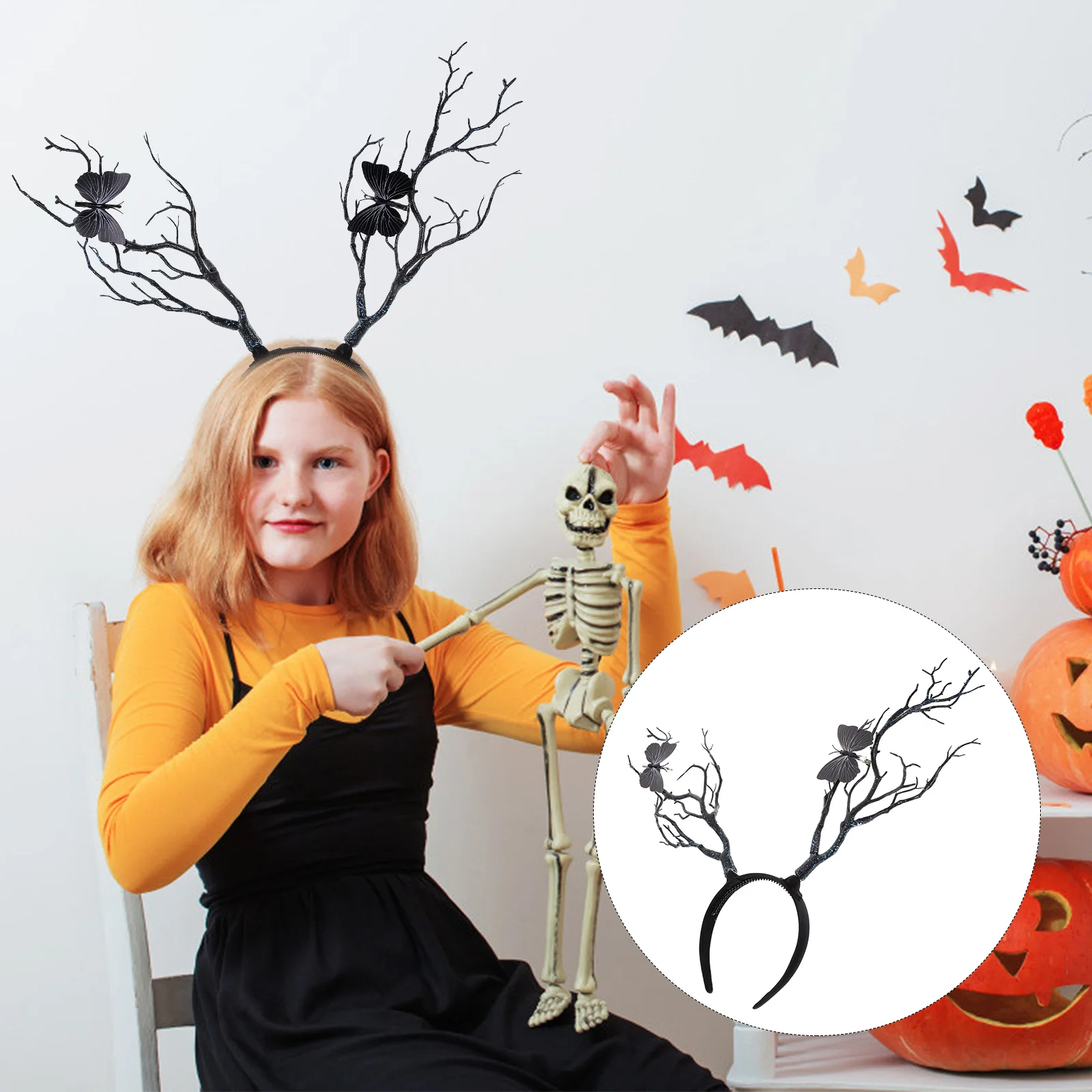 Halloween Antler Headband Tree Branches Headpiece Accessories Clothing Hair Hoop Silica Gel Headwear Child Deer Antlers