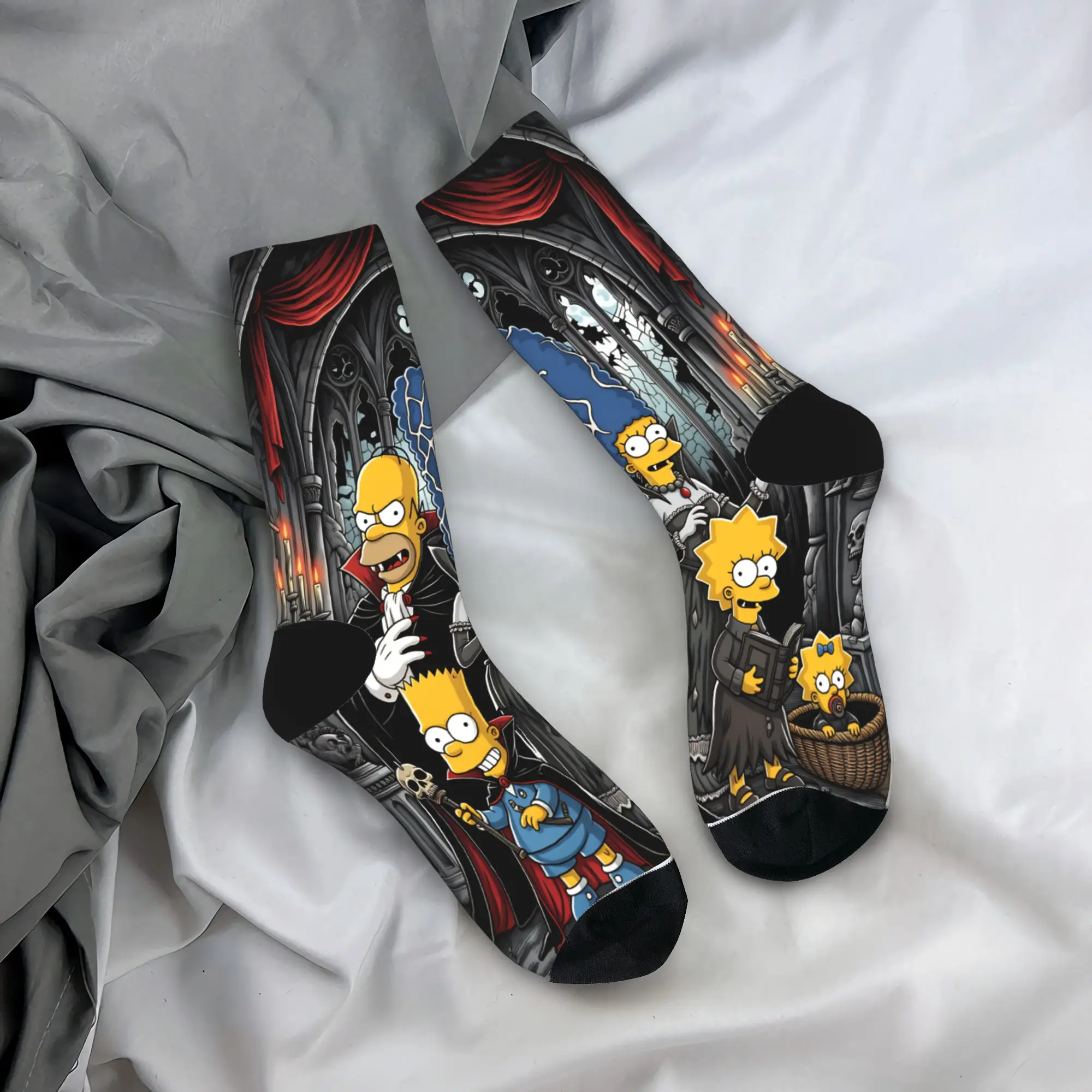 

S-Simpsons Vampire Family Gothic Halloween Stockings Socks Men's Quality Socks Autumn Running Custom Anti Skid Socks Present