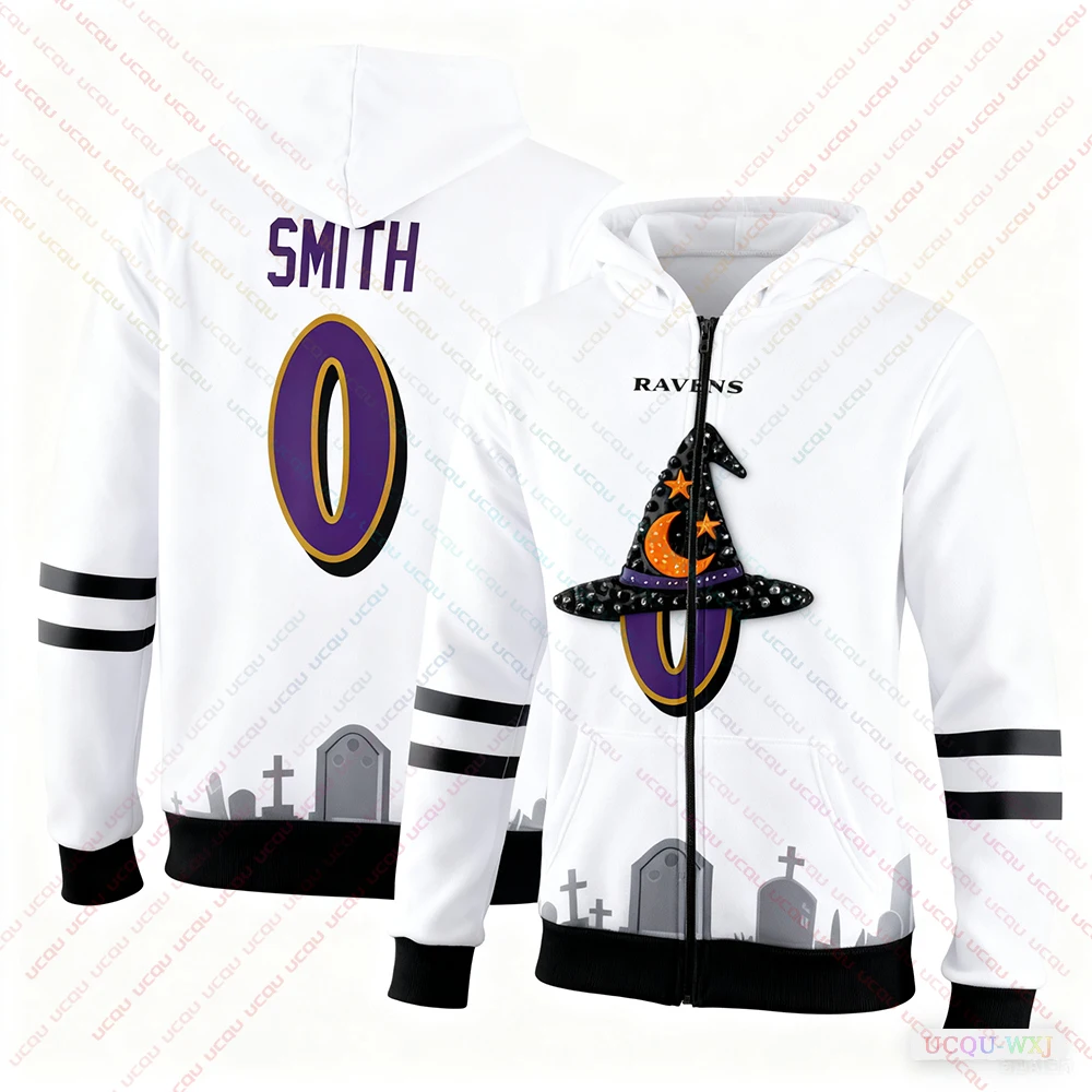 هالوين الكبار بالتيمور كرة القدم الأمريكية جيرسي الرجبي جيرسي الرياضية التدريب جيرسي تي شيرت الغربان OWEH 99 رقم