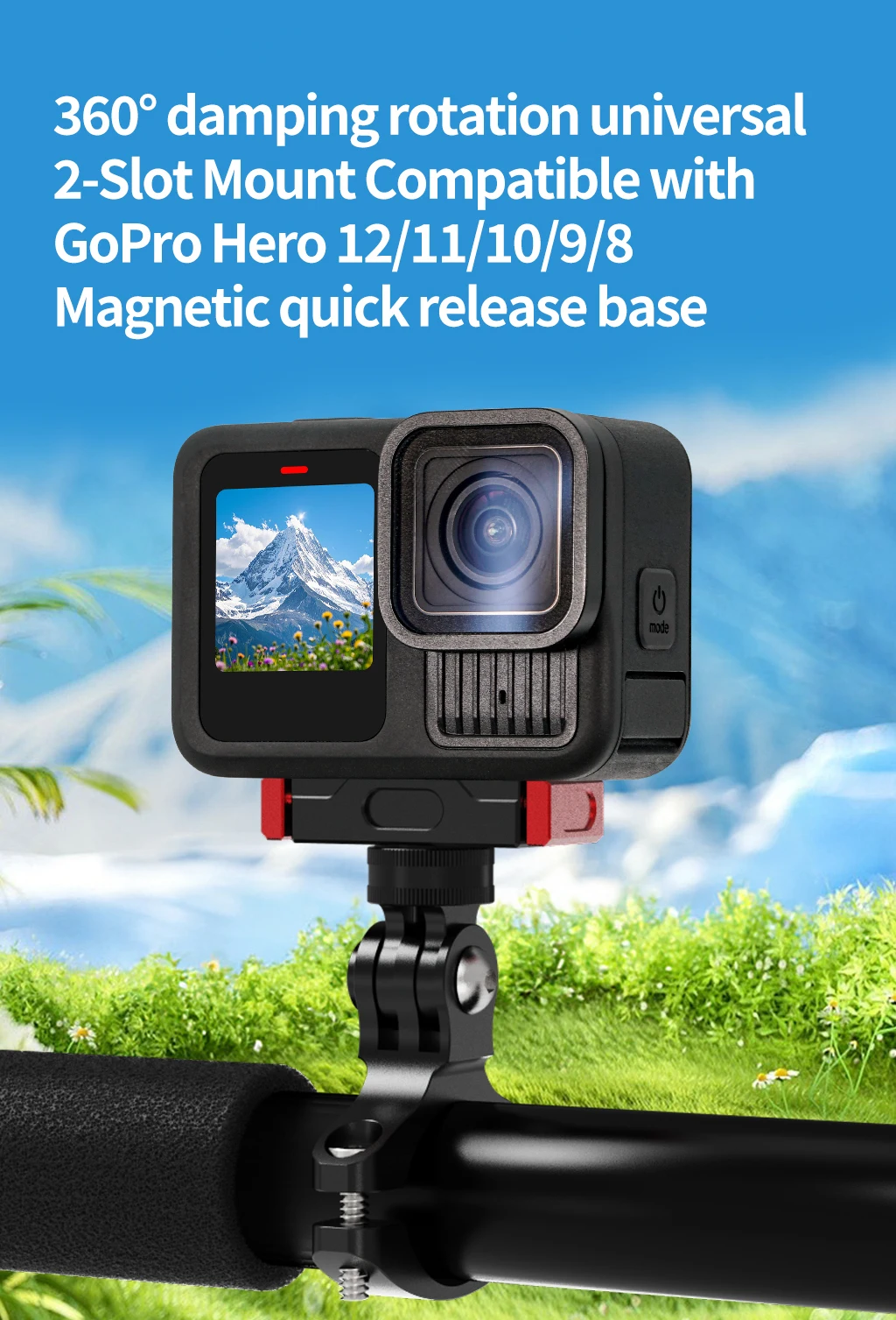 Für GoPro Ersatz-Magnetfuß-Kit, Aluminium, Schnellspanner, 360° ° Dämpfende Stativhalterung für Hero 12/11/10/9/8 Max Action-Kamera – Detail 12