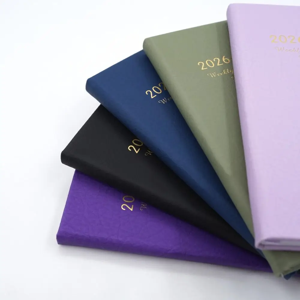 

English 2026 Schedule Planner Notepad Pu Leather 12 Months To-do List Notebook Full English Pages Wear-resistant