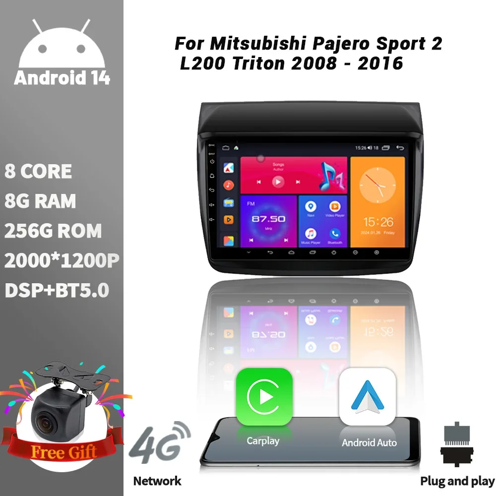 

Wireless CarPlay Screen Stereo Android For Mitsubishi Pajero Sport 2 L200 Triton 2008-2016 Car Radio Multimedia Navigation