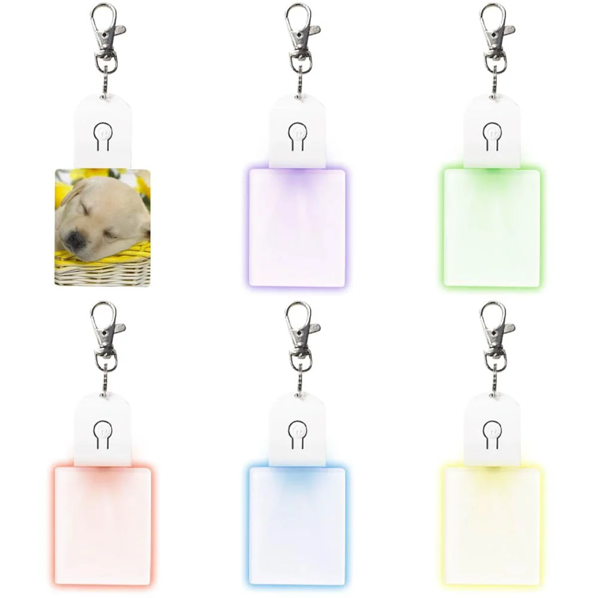 6 ชิ้นระเหิดพวงกุญแจการถ่ายเทความร้อนการพิมพ์ LED อะคริลิคพวงกุญแจ Lighted Keyrings จี้, สี่เหลี่ยมผืนผ้า