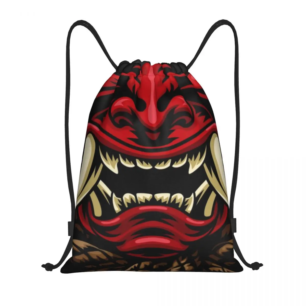 Custom Oni Demon Drawstring Bags Men Women Lightweight Japanese Samurai Ronin Sports Gym Storage Backpack