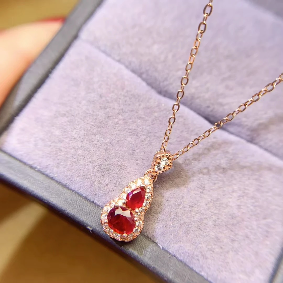 

KJJEAXCMY High quality Natural Ruby New Pendant S925 Silver Inlaid Simple Women's Jewelry Support testing Birthday present
