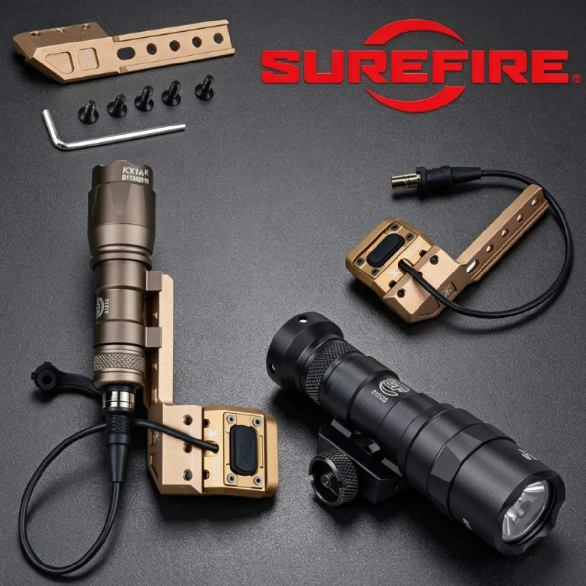 Lampe torche tactique SureFire M300B M300C LED avec interrupteur à distance UNITY et support décalé à gauche compatible avec rail Picatinny de 20 mm