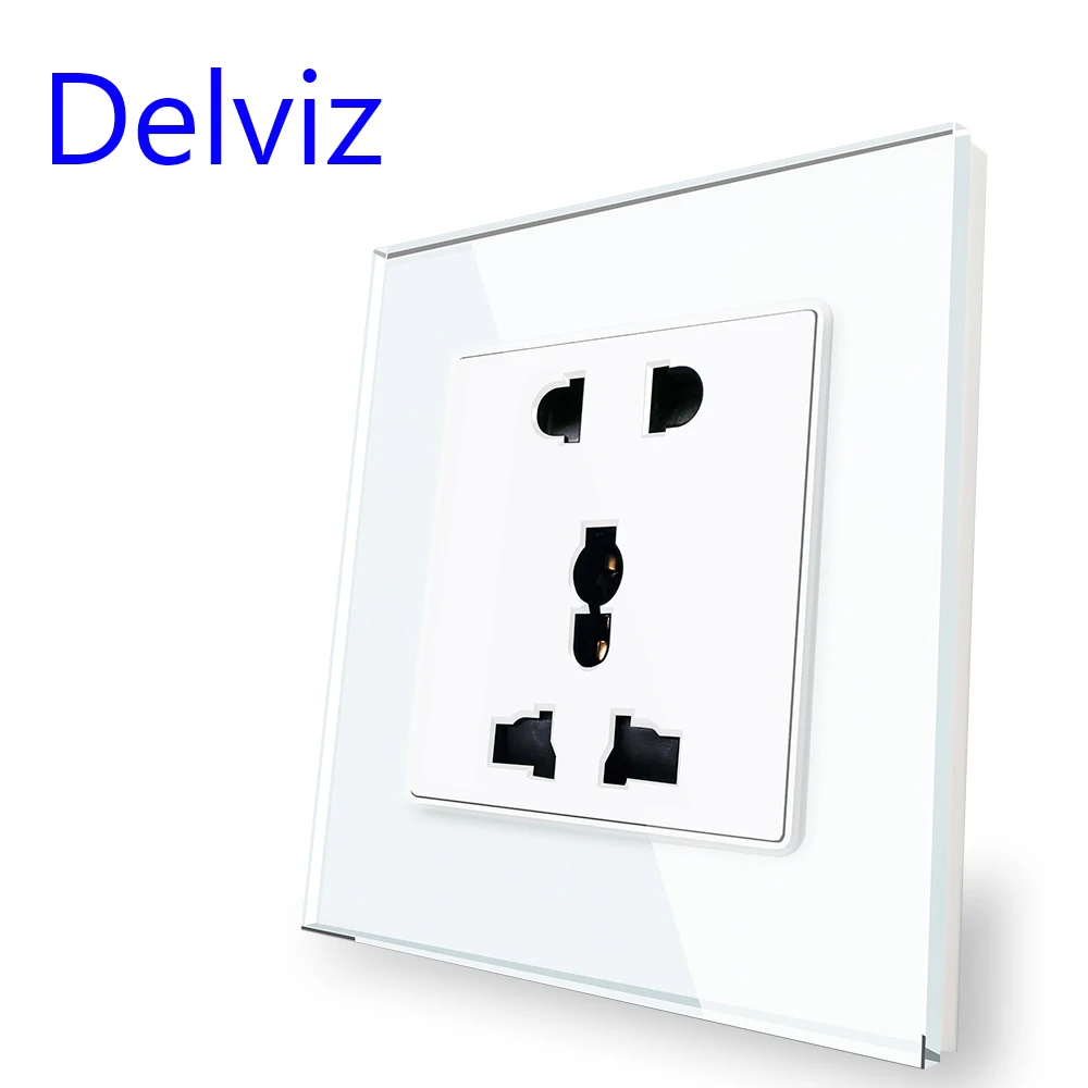 Delviz Tempered Glass Socket, Tempered glass Panel, AC 110V-250V, No logo, UK Standard Outlet, 13A Power Universal Wall Socket