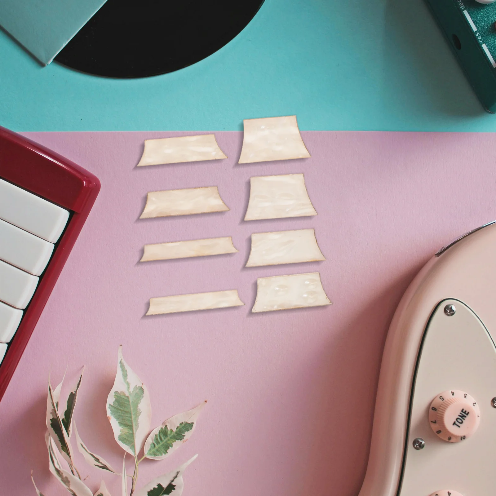 

9 шт., белый корпус, трапециевидная инкрустация, детали грифа для электрогитары, комплект аксессуаров, музыкальный инструмент, украшение «сделай сам»