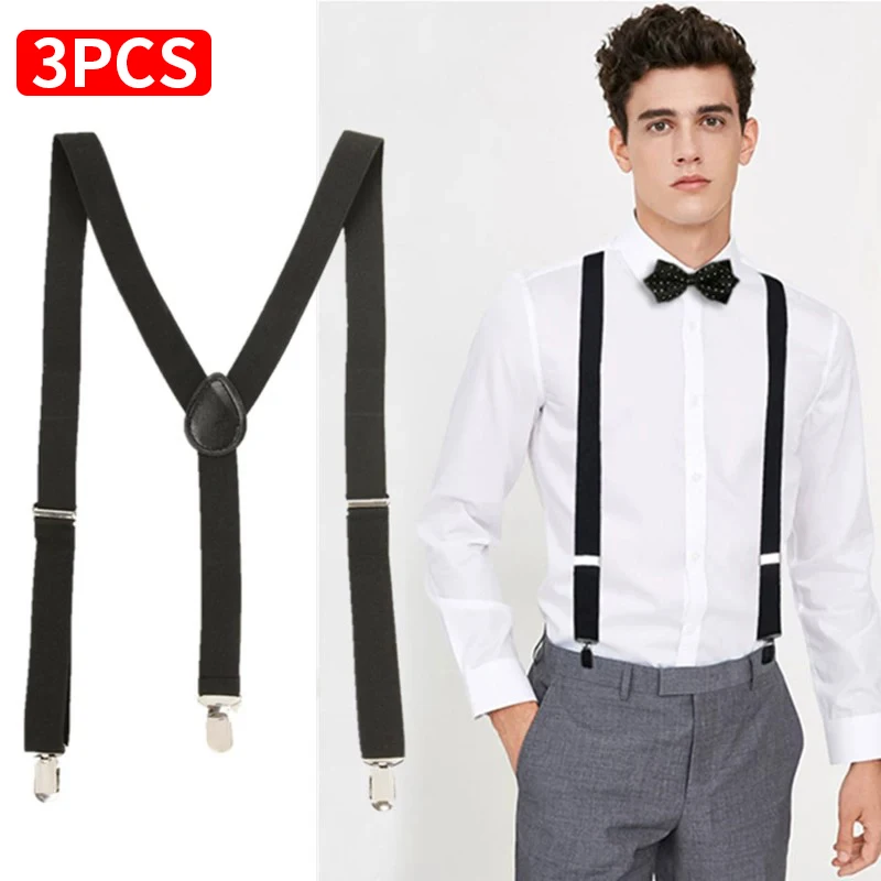 

Набор из 3 мужских подтяжек в богемном стиле: высокоэластичные, регулируемые, с 4 прочными зажимами, усиленная конструкция X-образной формы, идеальный подарок