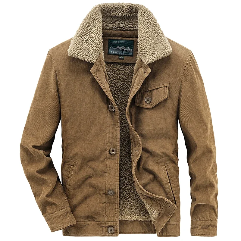 

Winter Clothing Leisure Military Corduroy Men Lamb Wool Coat Parkas Autumn Parka Fashion Jackets Man Business Outdoor Parkas