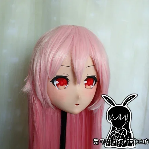 (Rabbit 105) Resin Cross-Dress Lolita Girl Head BID Doll Mask Japanese Anime Production.I.G Yuzuriha Inori Kigurumi Mask Cosplay