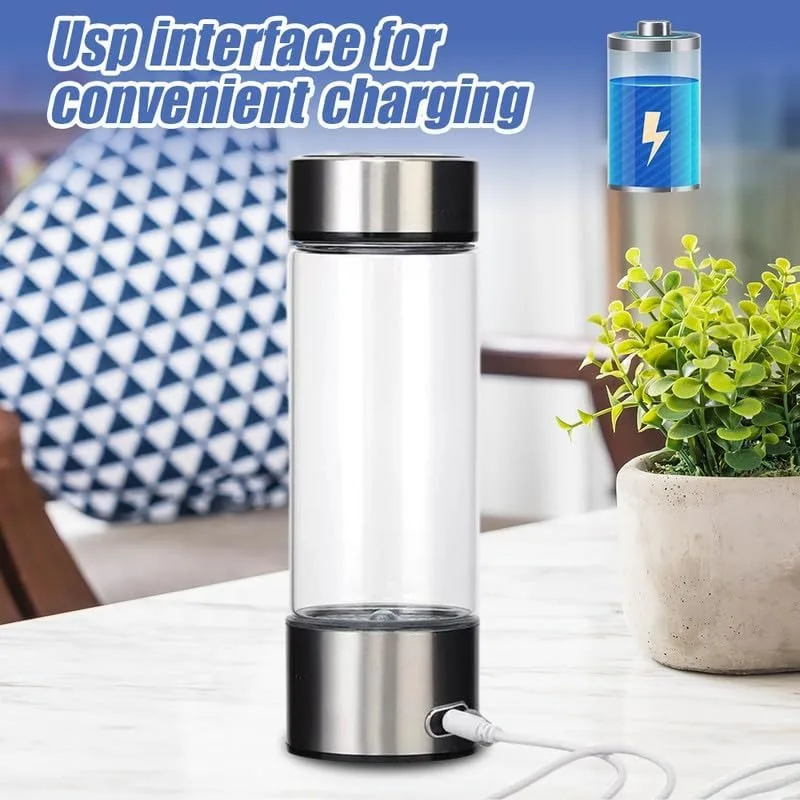 Hydrogen Water Bottle 14oz Portable Hydrogen Water Ionizer Machine - Hydrogen Rich Water Glass Health Cup for Home Office Travel