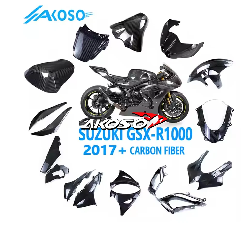 100% 3K Full Real Carbon Fiber Motorcycle Body Parts Fairings Tank Cover Fairing Kit For Suzuki GSX-R1000 GSXR1000 2017+